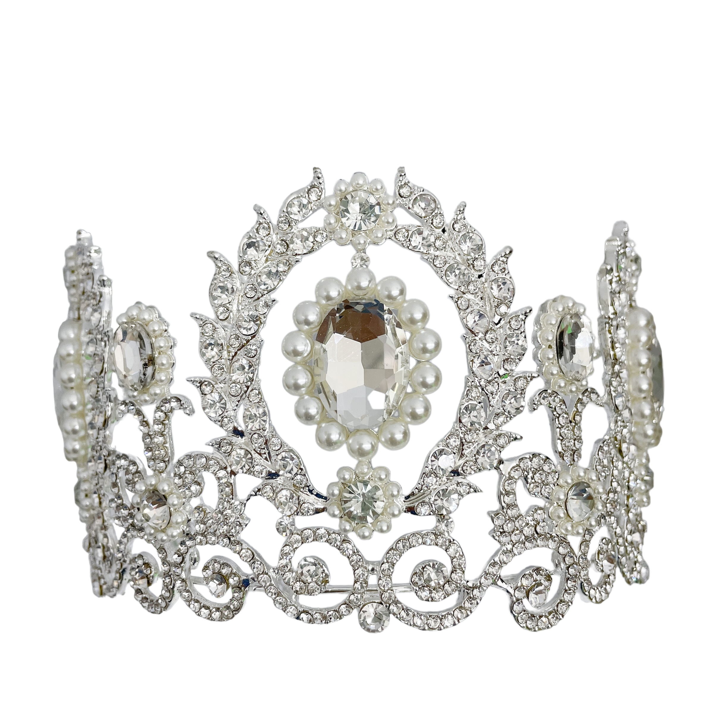 (พร้อมส่ง) เทียร่า 001 สีเงิน มงกุฎนางงาม มงกุฎเจ้าหญิง งานสวย ปราณีต QCเพชรทุกเม็ด สินค้าพร้อมส่งจากไทย