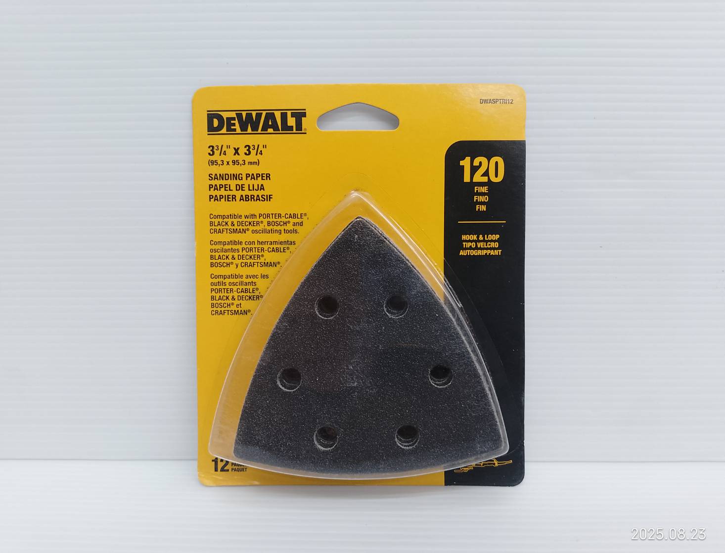 กระดาษทราย3เหลี่ยม 12 ชิ้น DEWALT DWASPTRI12