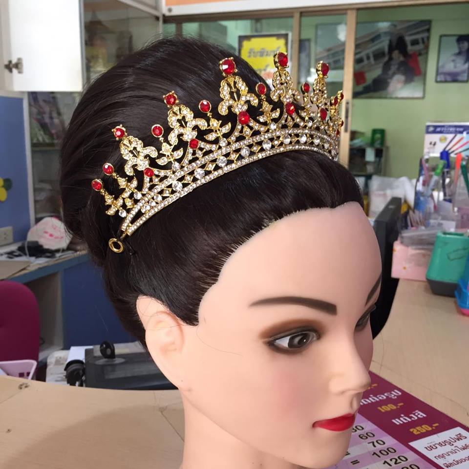 (พร้อมส่ง) เทียร่า 016 แดง มงกุฎนางงาม มงกุฎเจ้าหญิง งานสวย ปราณีต QCเพชรทุกเม็ด สินค้าพร้อมส่งจากไทย