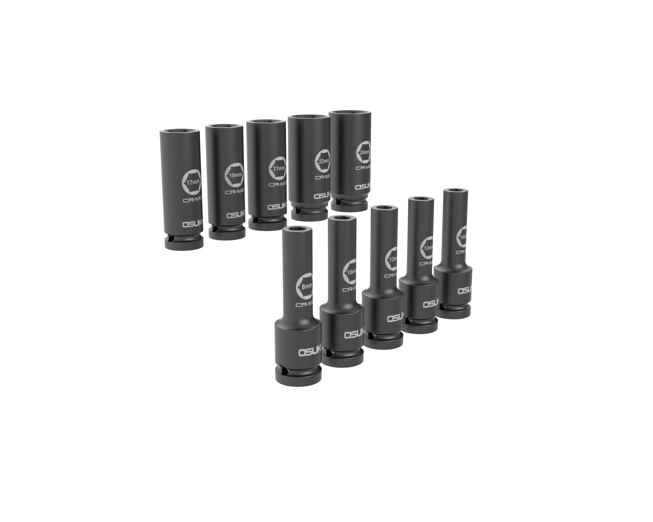 ชุดลูกบล็อกกระแทกยาว 1/2" 10ลูก/ชุด OSAF3211 OSUKA