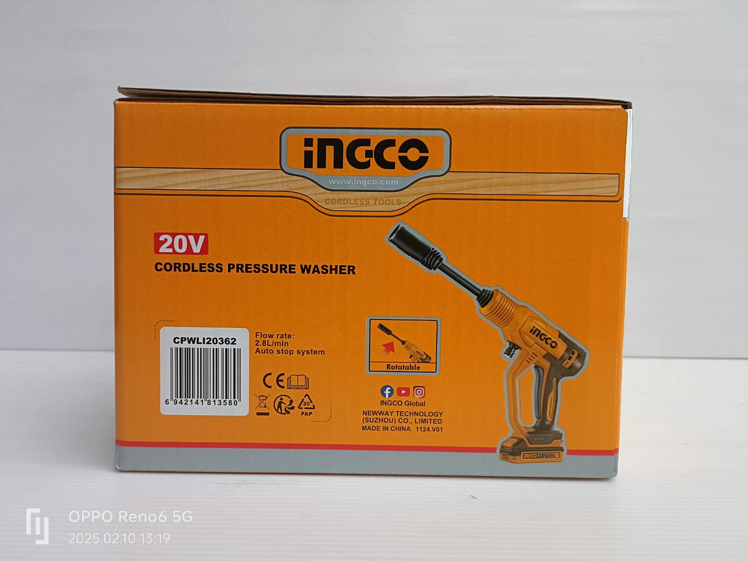 INGCO ปืนอัดฉีดแรงดันสูงไร้สาย 20V CPWLI20362