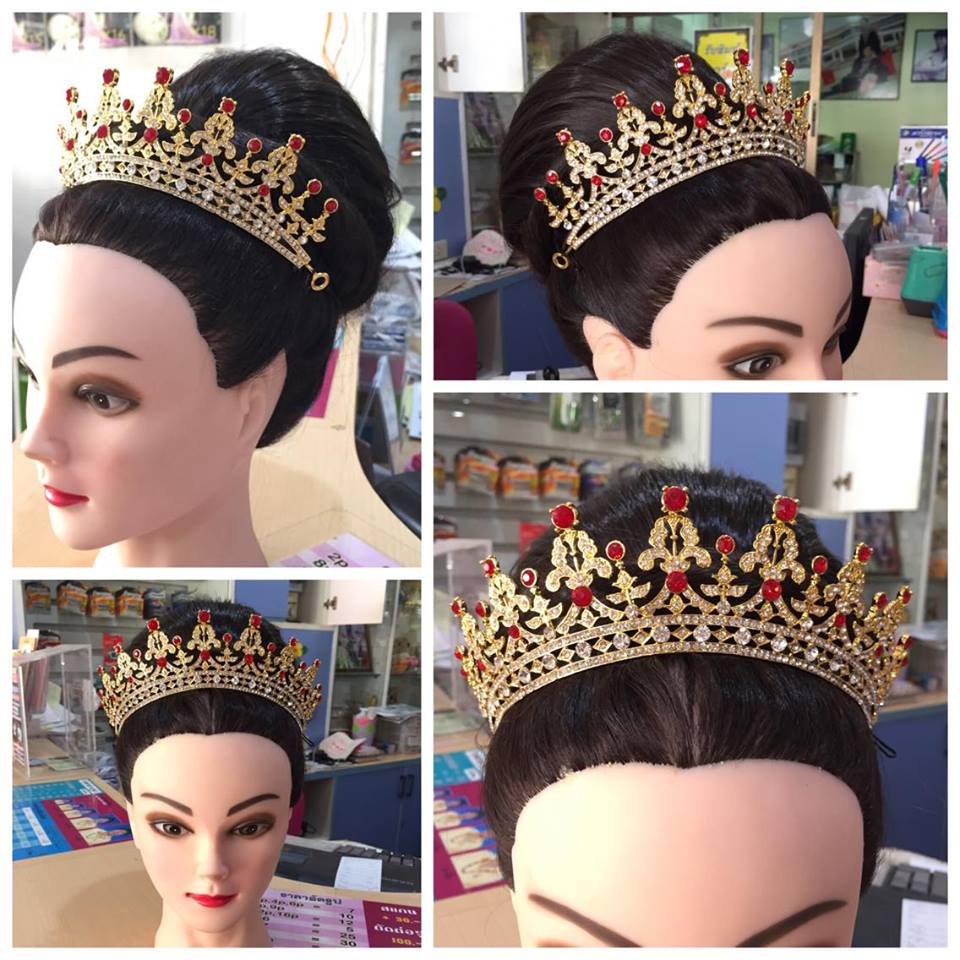 (พร้อมส่ง) เทียร่า 016 แดง มงกุฎนางงาม มงกุฎเจ้าหญิง งานสวย ปราณีต QCเพชรทุกเม็ด สินค้าพร้อมส่งจากไทย
