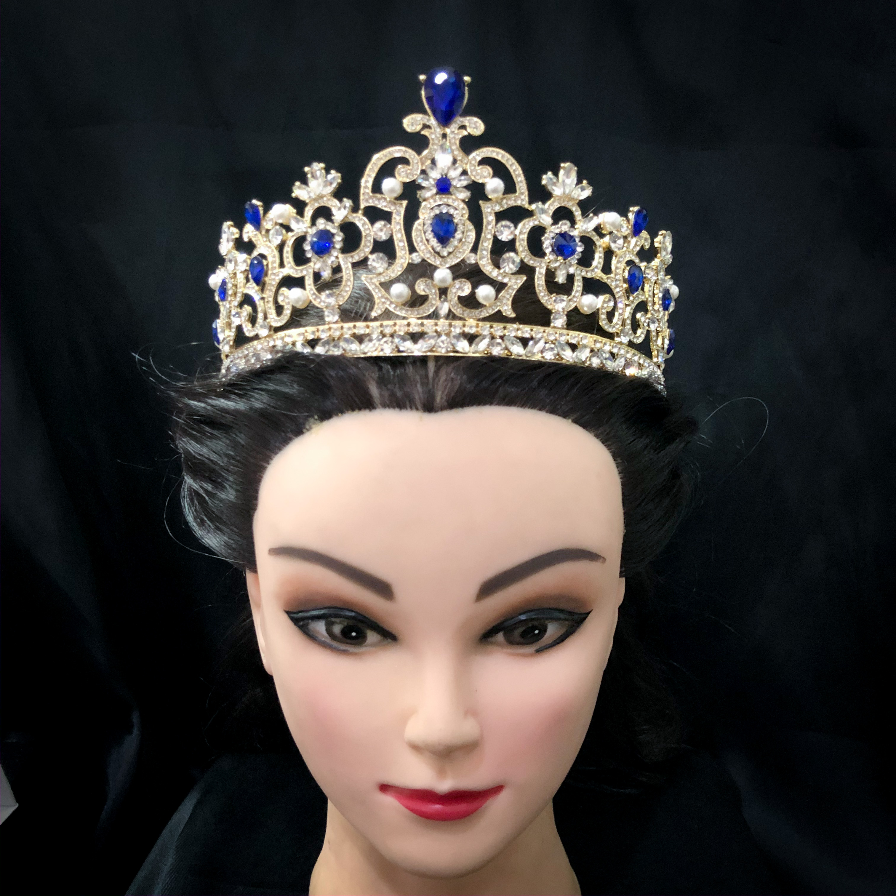 (พร้อมส่ง) เทียร่า 242 น้ำเงิน มงกุฎนางงาม มงกุฎเจ้าหญิง งานสวย ปราณีต QCเพชรทุกเม็ด สินค้าพร้อมส่งจากไทย