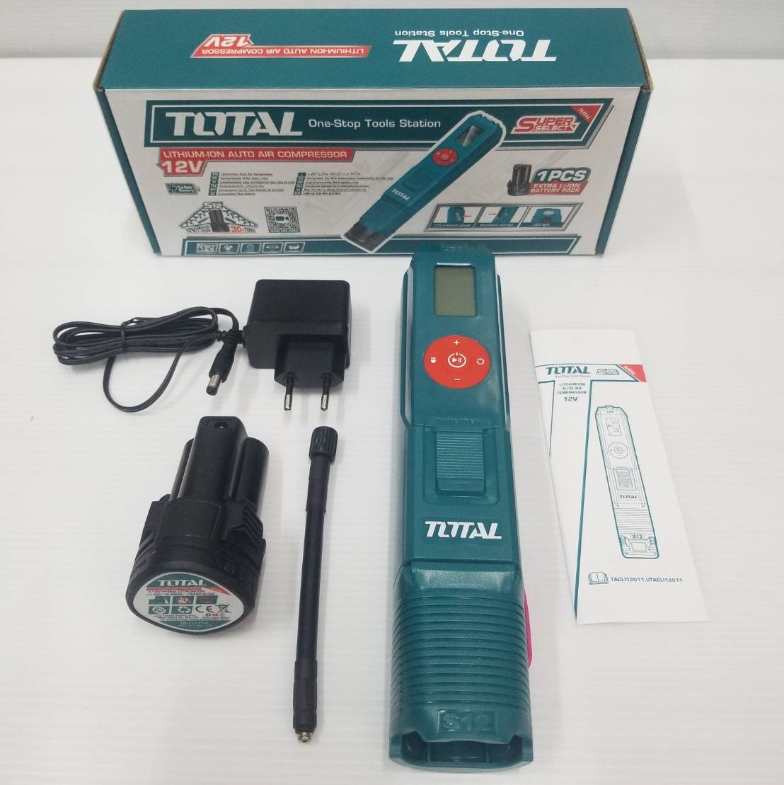 ปั้มลมมินิ12V TACLI12011 TOTAL ครบชุดพร้อมแบต พร้อมที่ชาร์จ