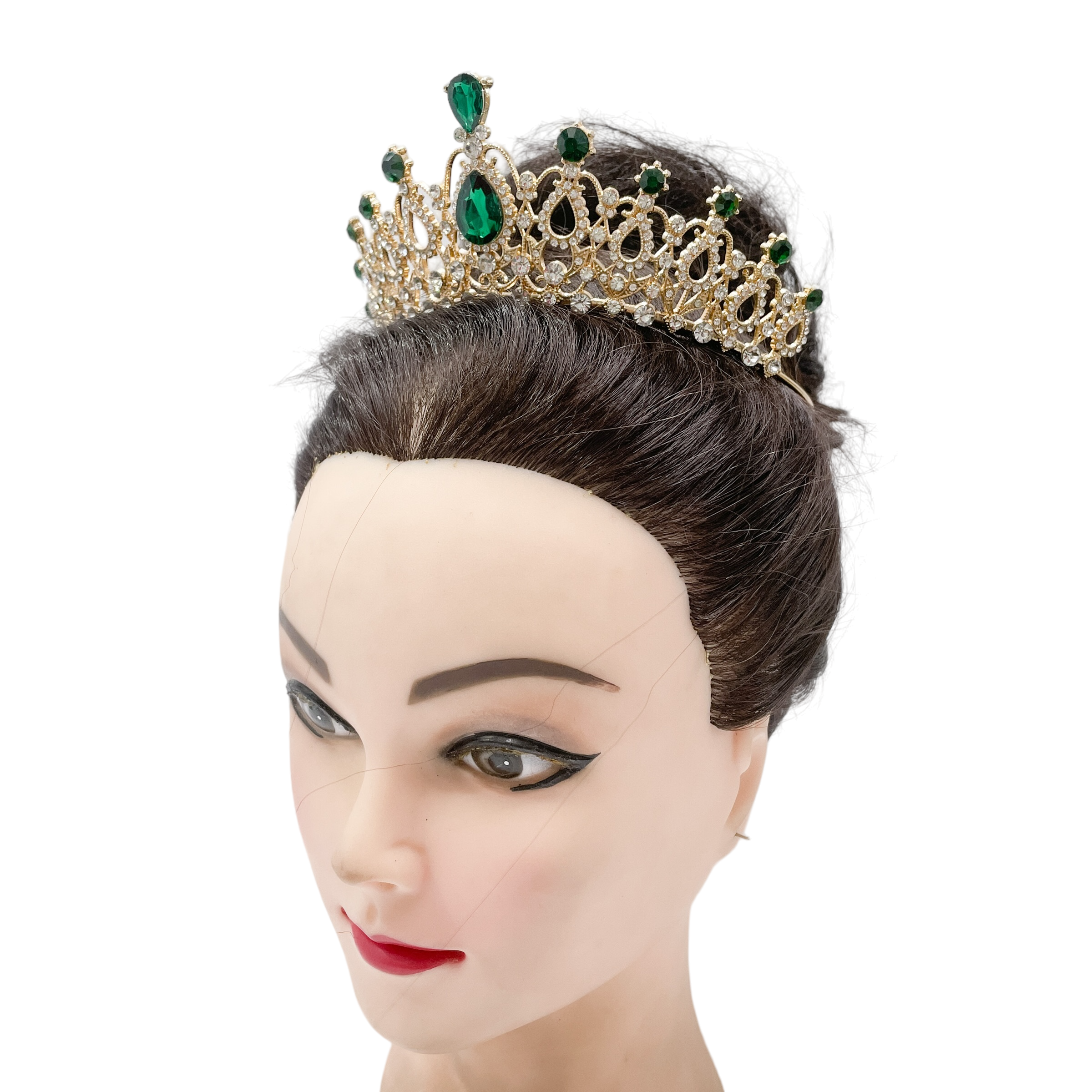 (พร้อมส่ง) เทียร่า 004 สีทอง-เขียว มงกุฎนางงาม มงกุฎเจ้าหญิง งานสวย ปราณีต QCเพชรทุกเม็ด สินค้าพร้อมส่งจากไทย