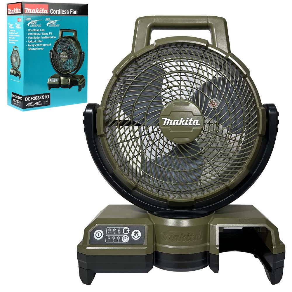 พัดลม18V ตั้งพื้น 9-1/4″ AC/DC ปรับสวิงออโต้ (สีโอลีฟ) DCF203ZX1O MAKITA (ตัวเปล่า)