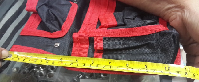 กระเป๋าเครื่องมือช่างคาดเอว พร้อมเข็มขัด ดำ-แดง