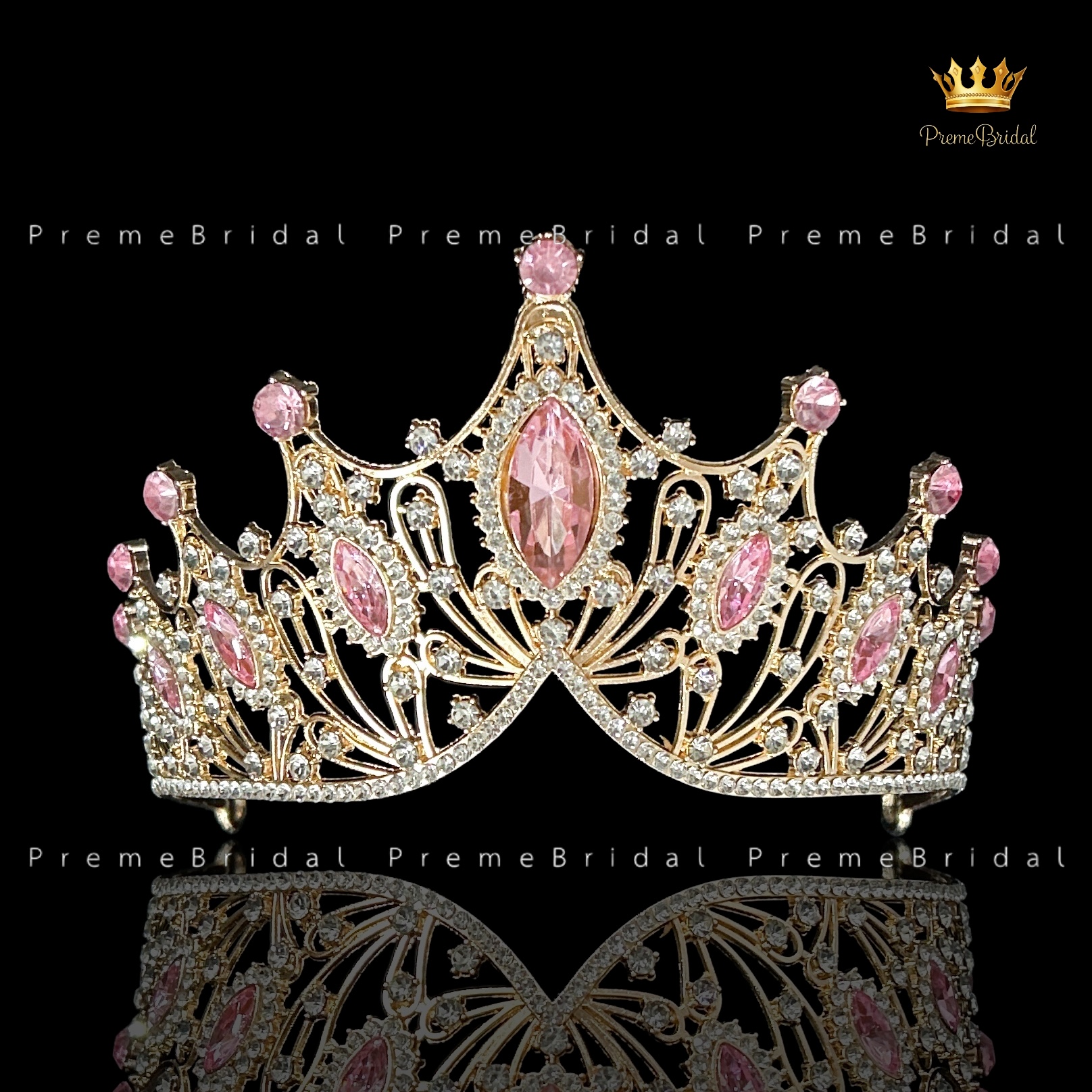 (พร้อมส่ง) เทียร่า 303 สีทอง-ชมพู มงกุฎนางงาม งานสวย ปราณีต QCเพชรทุกเม็ด สินค้าพร้อมส่งจากไทย