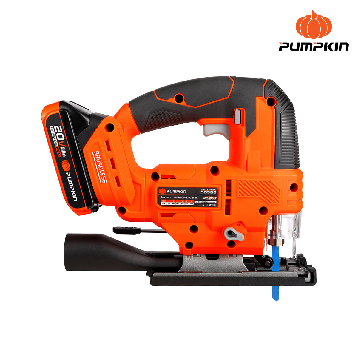 PUMPKIN INFINITY POWER 20V เลื่อยจิ๊กซอว์ไร้สาย ไร้แปรงถ่าน INF-26JSB (เครื่องเปล่า) /50388