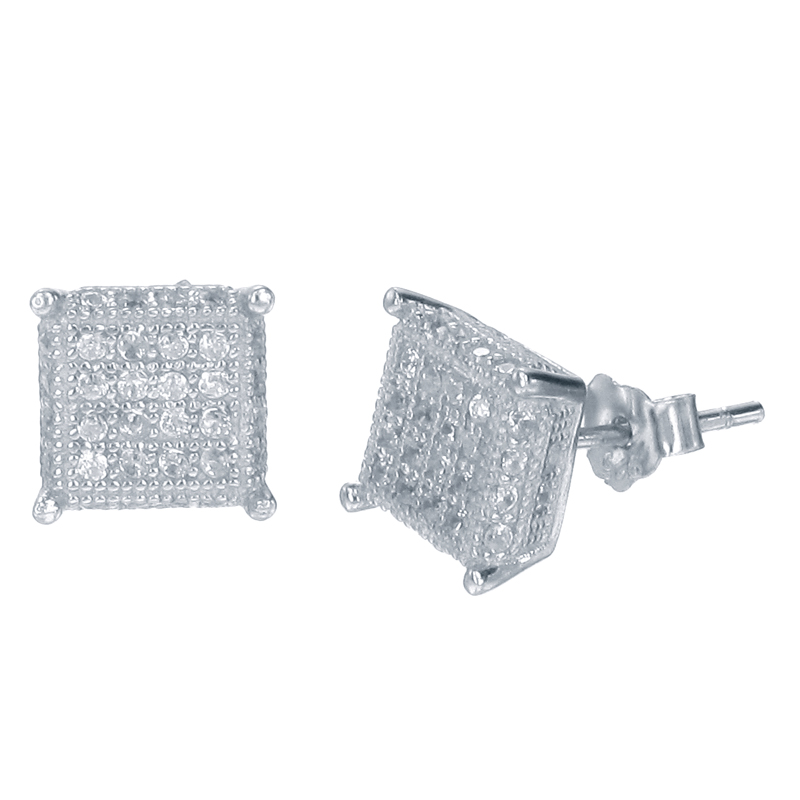 ต่างหูเงินแท้925ประดับเพรชแท้สวิส