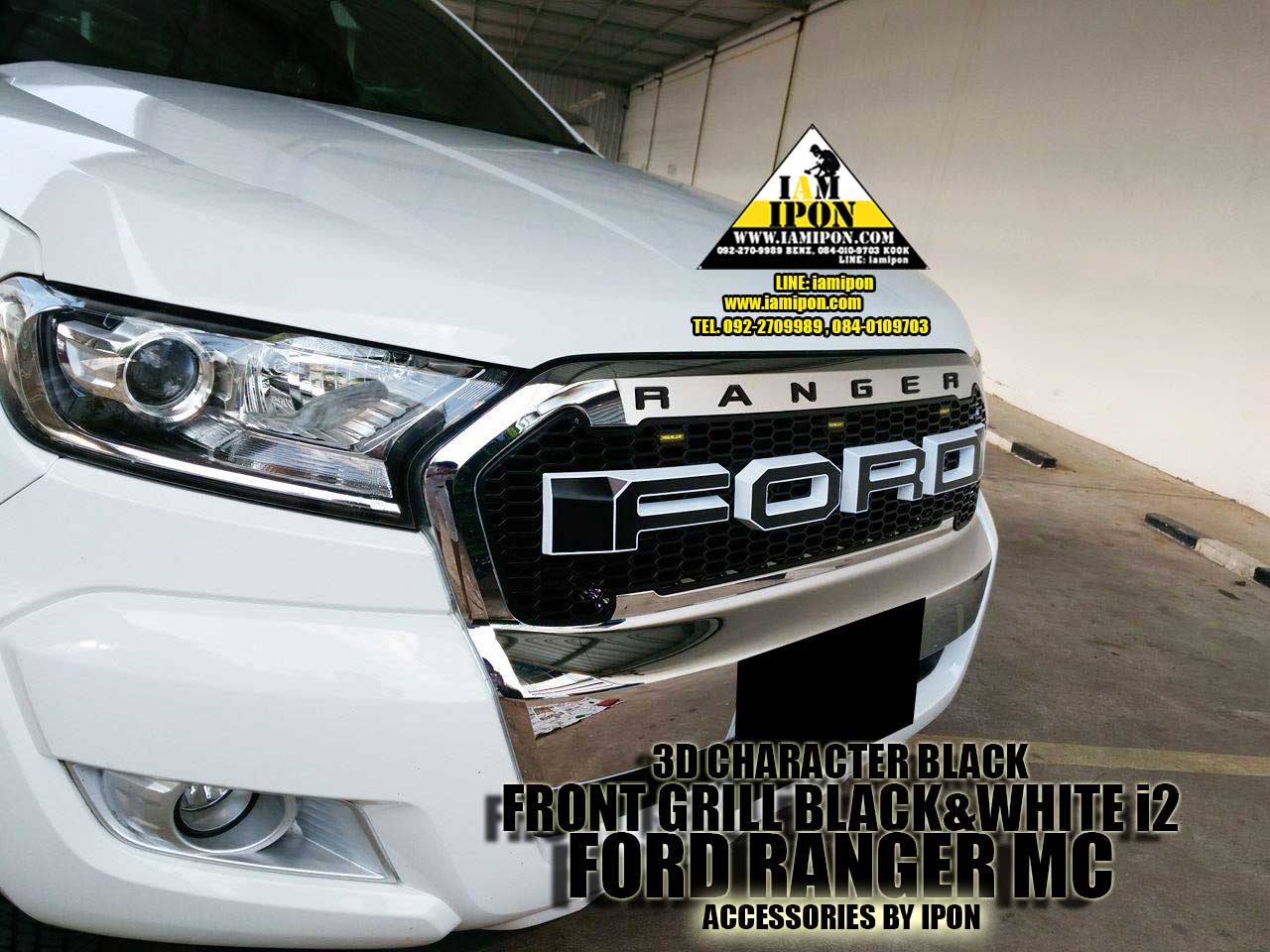 FRONT GRILL BLACK&WHITE I2 FORD RANGER MC กระจังหน้าดำขอบขาว I2 ฟอร์ดเรนเจอร์ MC