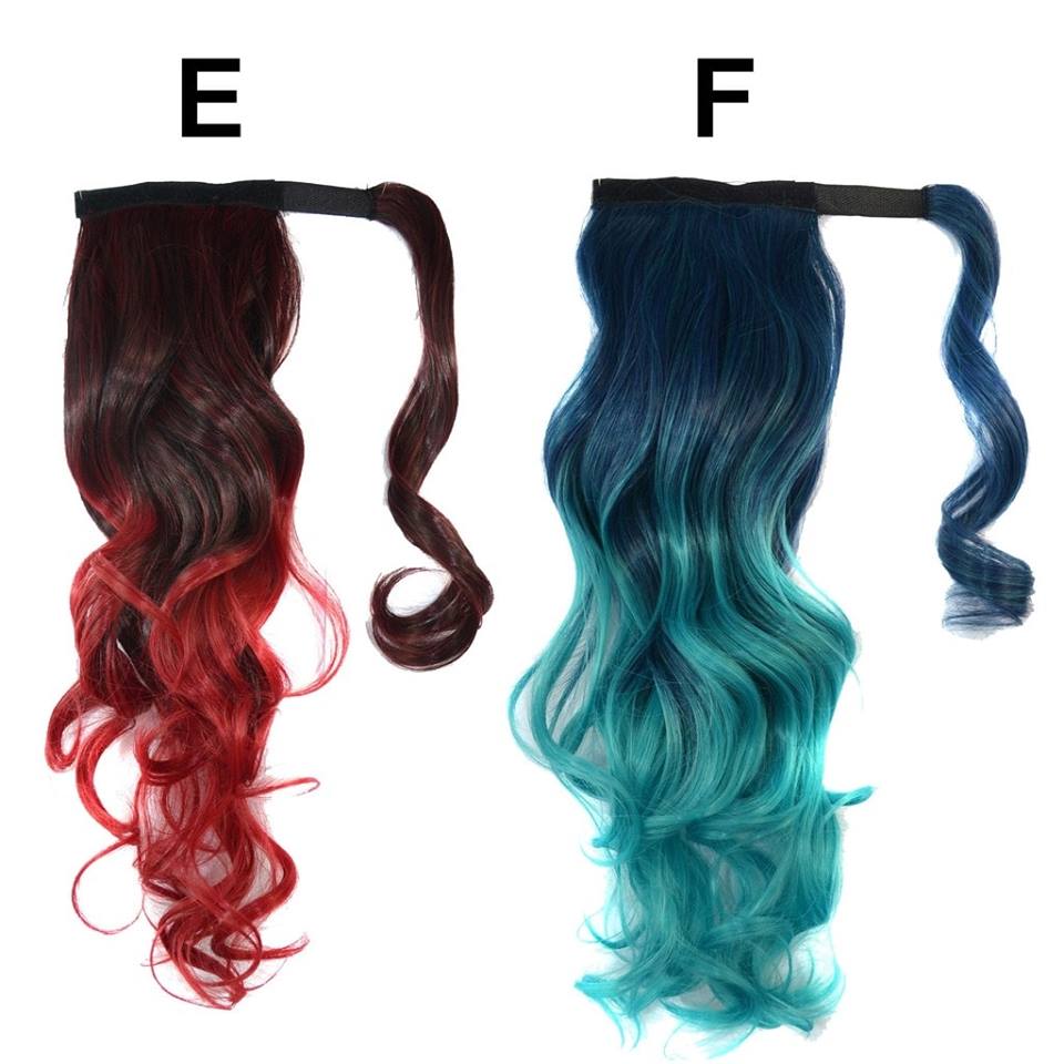 NEWK06 แฮร์พีช หางม้า ดัดลอน มีปอยผมมัด ไล่เฉดสีสุดพลัง สีสันสุดแสบ