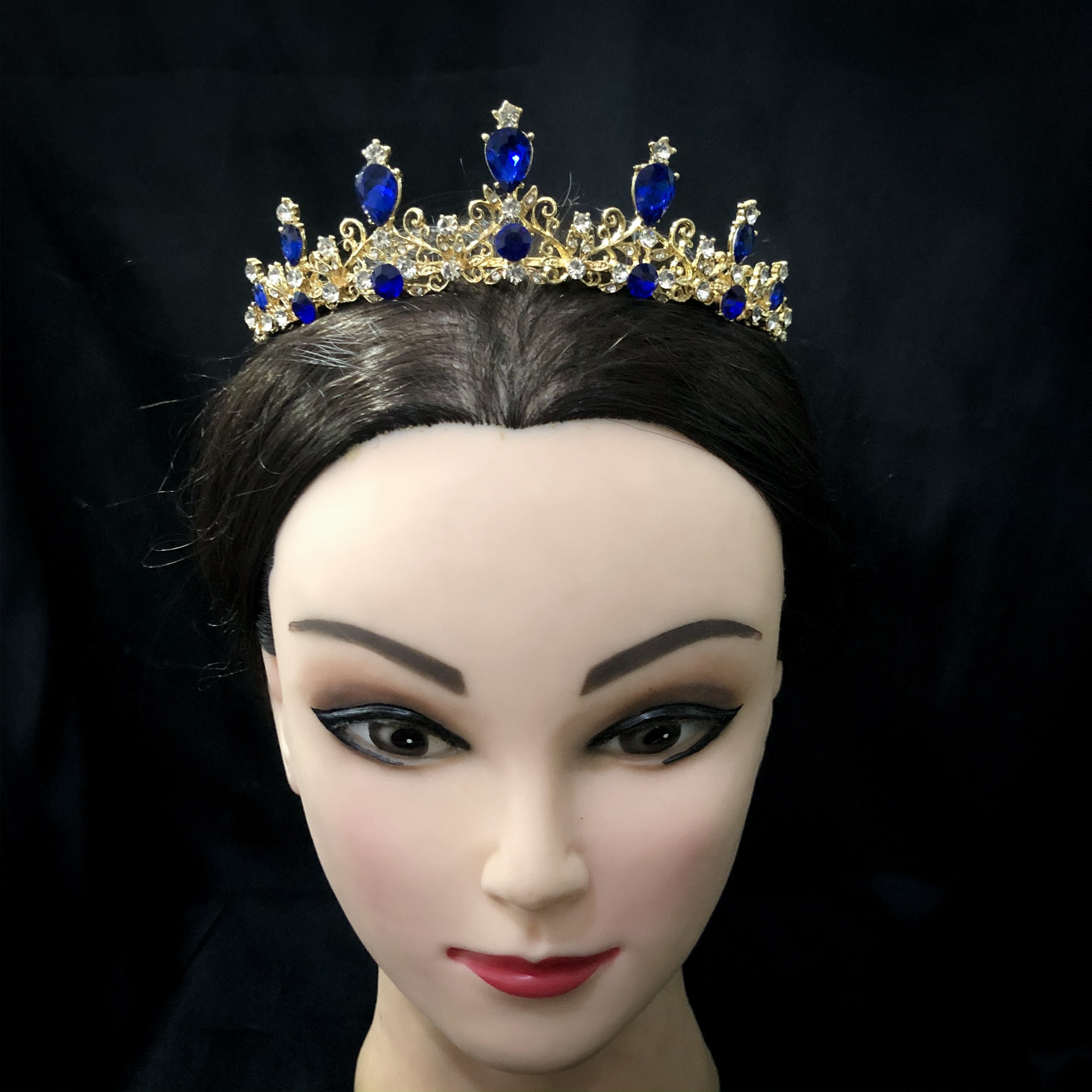 (พร้อมส่ง) เทียร่า 161 สีน้ำเงิน มงกุฎนางงาม มงกุฎเจ้าหญิง งานสวย ปราณีต QCเพชรทุกเม็ด สินค้าพร้อมส่งจากไทย