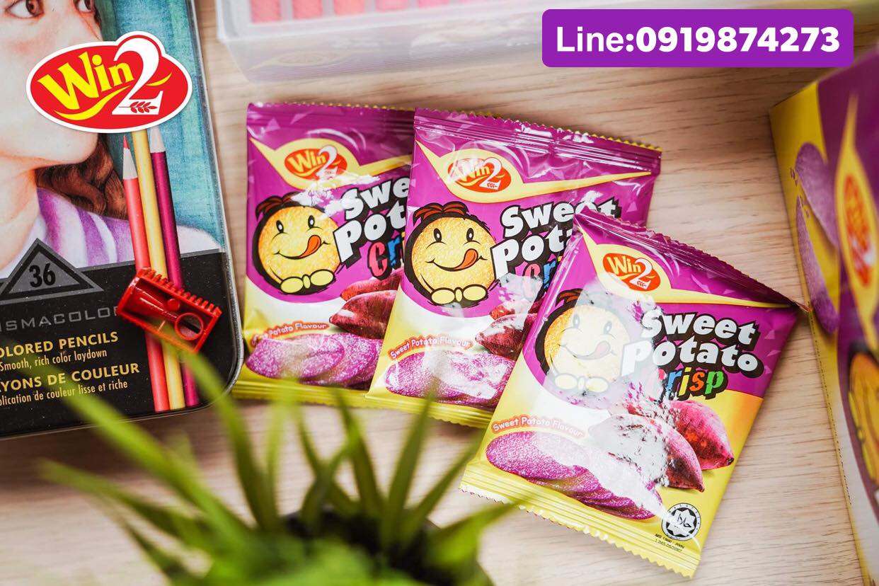 รสซาวครีม (1 กล่อง 30 ซอง) ขนมแคร็กเกอร์มันฝรั่งบางกรอบ ปังยิ้มแลบลิ้น Win2 Potato Crackers Crisp อบใหม่จากมันฝรั่งแท้ รับรองฮาลาล เป็นมิตรกับมังสวิรัต