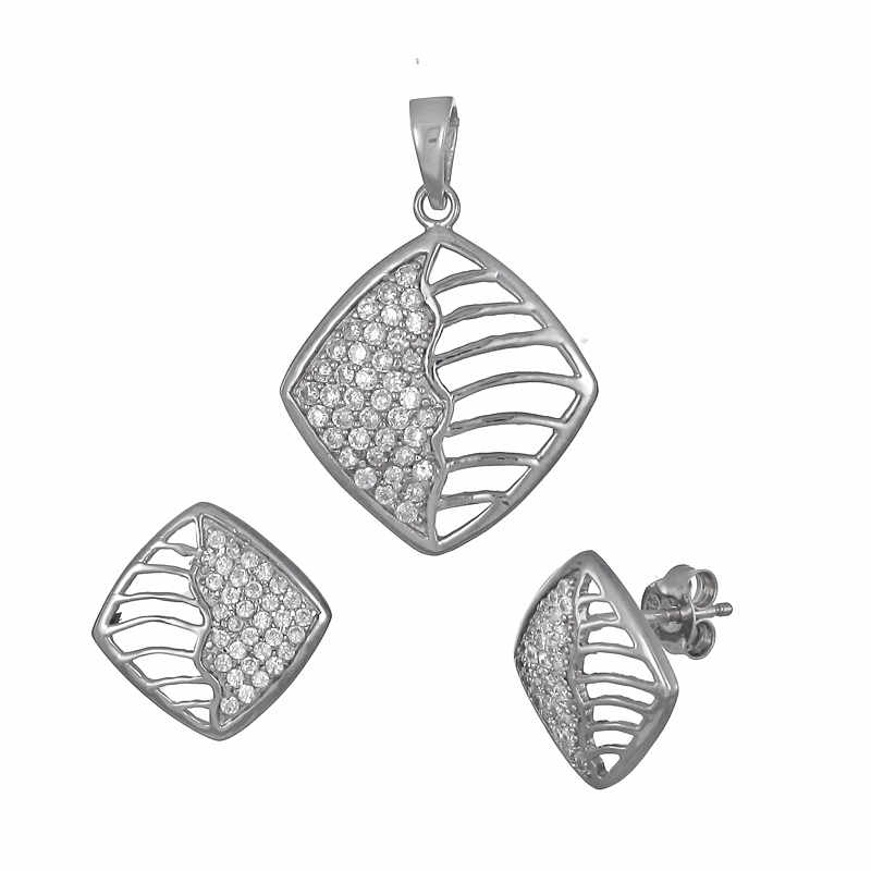 ต่างหูพร้อมจี้ ( เงิน ) = Earring with Pendant ( Silver )