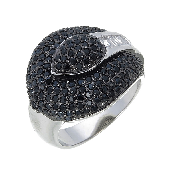 แหวนเพชร ประดับ เพชรCZ ตัวเรือนเงินแท้100% (เงินแท้92.5%) แหวนทรงกลีบดอกบัวหน้าแหวนใหญ่ ฝังเพชรกลมดำนวนมาก ผ่านการเจียระไนอย่างประณีต สวยหรูดูแพง งานเวอร์วังอลังการ ใส่ติดนิ้วได้ทุกงาน