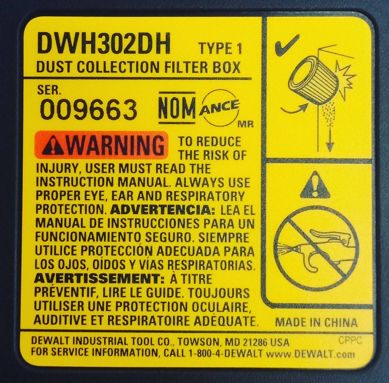 กล่องเก็บฝุ่น รุ่น DWH302DH DEWALT สำหรับเครื่องDWH304DH/DWH303DH/D25303DH