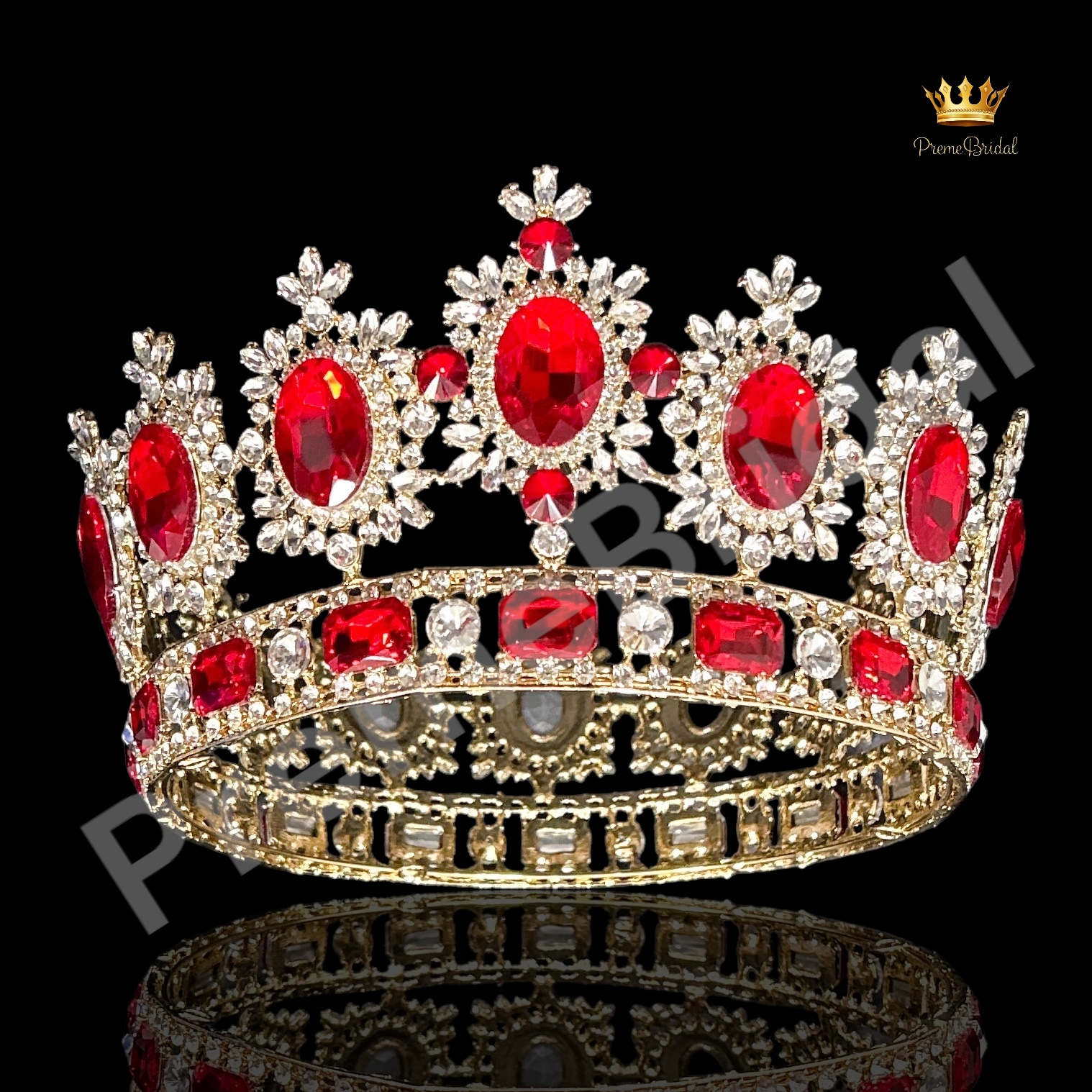 (พร้อมส่ง) มงกุฏผู้ชาย 027 สีแดง มงกุฎผู้ชาย มงกุฎพระราชา มงกุฎประกวด