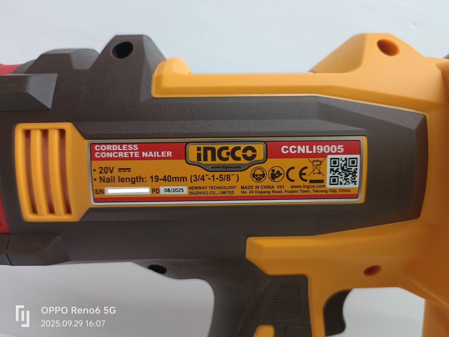 INGCO เครื่องยิงตะปูคอนกรีต40มม 20V CCNLI9005 (ตัวเปล่า)