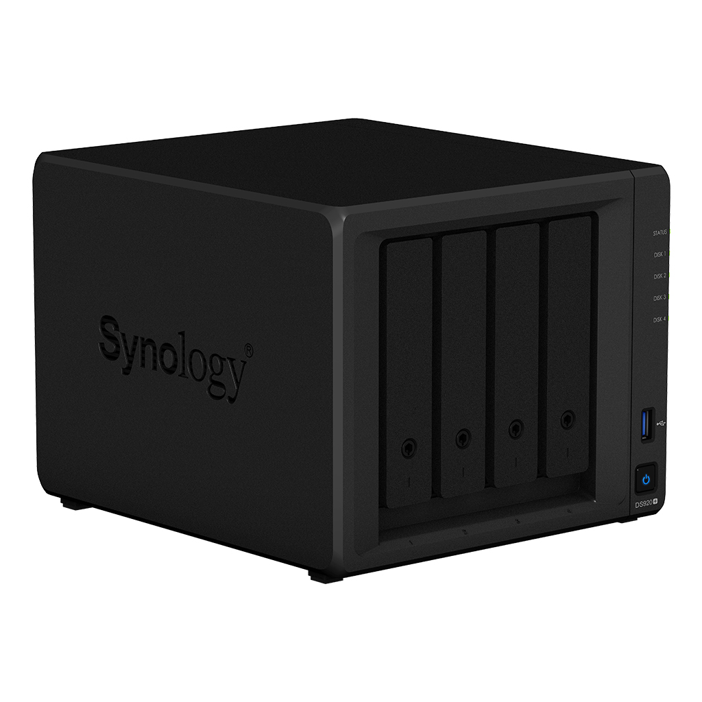 Synology DS920+ 4-bay DiskStation (up to 9-bay), Quad Core 2.0 GHz (turbo to 2.7 GHz), 4GB RAM (up to 8GB)