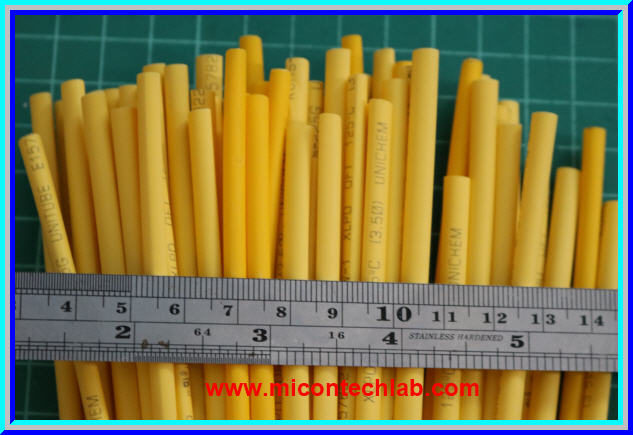 1x ท่อหด สีเหลือง ขนาด 3.5 มม. ยาว 1 เมตร