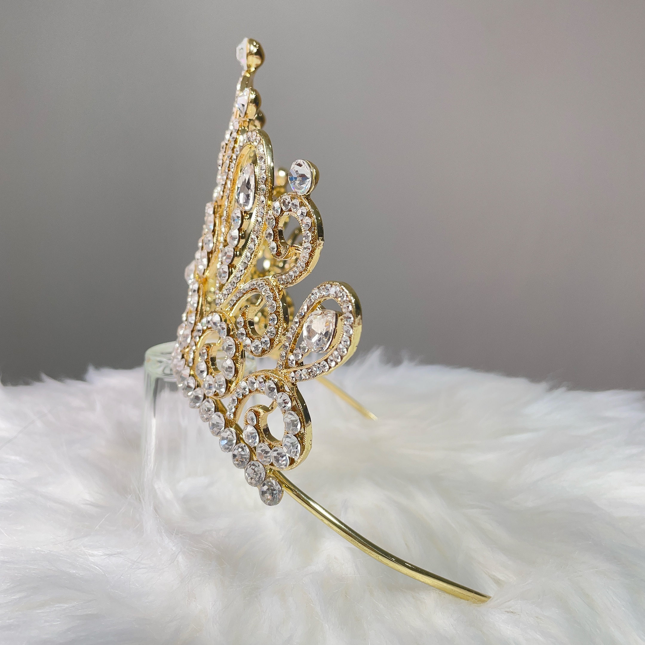 (พร้อมส่ง) เทียร่า 392 สีทอง มงกุฎนางงาม มงกุฎเจ้าสาว มงกุฎเพชร งานพรีเมี่ยม สินค้าพร้อมส่งจากไทย