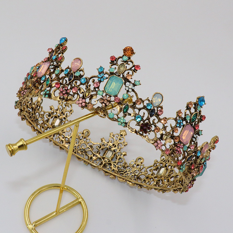 (พร้อมส่ง) มงกุฏ 066 สีทองเก่า มงกุฎนางงาม มงกุฎเจ้าชาย มงกุฎสไตล์วินเทจ งานสวย QCเพชรทุกเม็ดไมมีหลุด