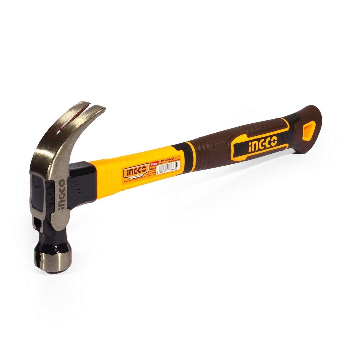 INGCO ค้อนหงอนด้ามไฟเบอร์ 16oz หัวค้อนมีแม่เหล็กจับตะปู รุ่น HCH81016