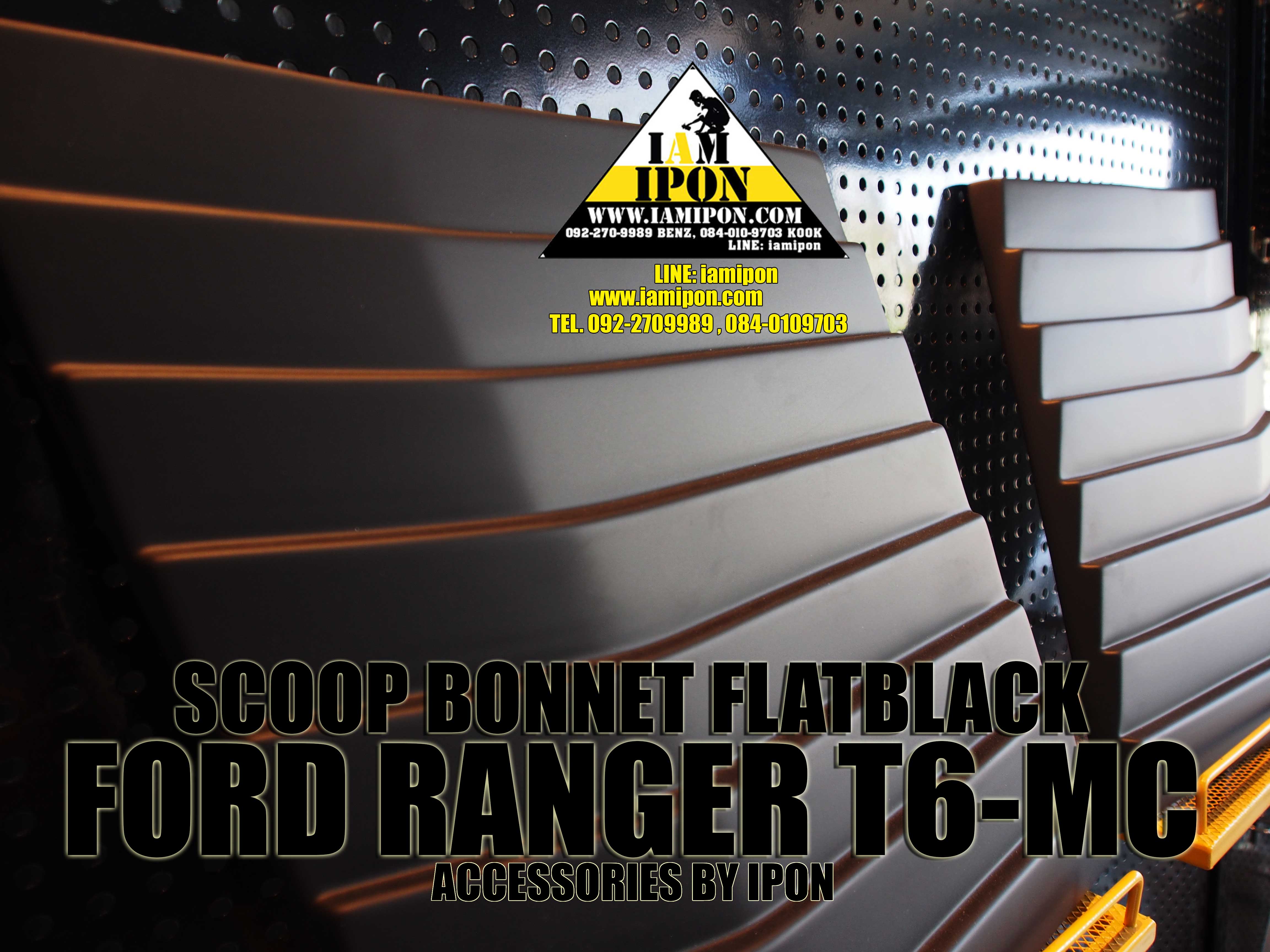 SCOOP BONNET FLATBLACK FORD RANGER T6-MC WITH 3M สกู๊ปหลอกฝากระโปรงหน้าดำด้านฟอร์ดเรนเจอร์ T6-MC