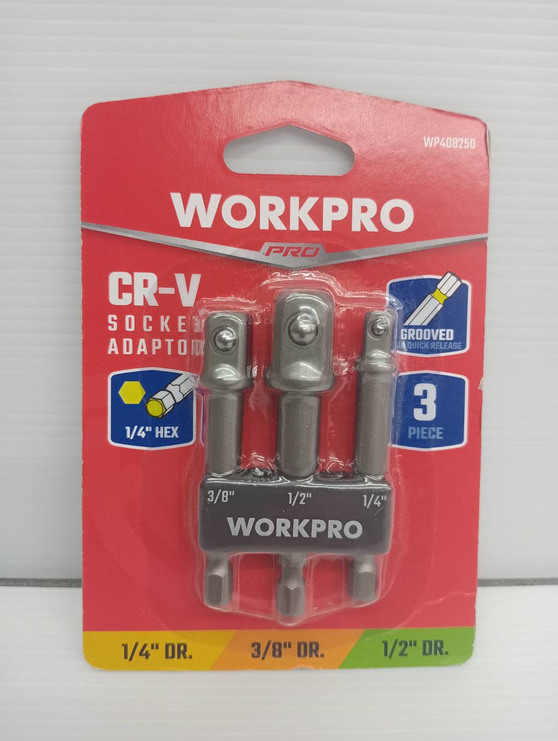 WORKPRO WP408250 ชุดอะแดปเตอร์ / ก้านหกเหลี่ยม - 1/4 นิ้ว 3/8 นิ้ว 1/2 นิ้ว (3 ชิ้น)