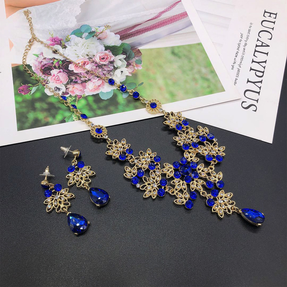 SET001 สีน้ำเงิน เครื่องประดับ 3 ชิ้น มงกุฎ สร้อยคอ ต่างหู จัดเซทสวยงาม สินค้าพร้อมส่งจากไทย