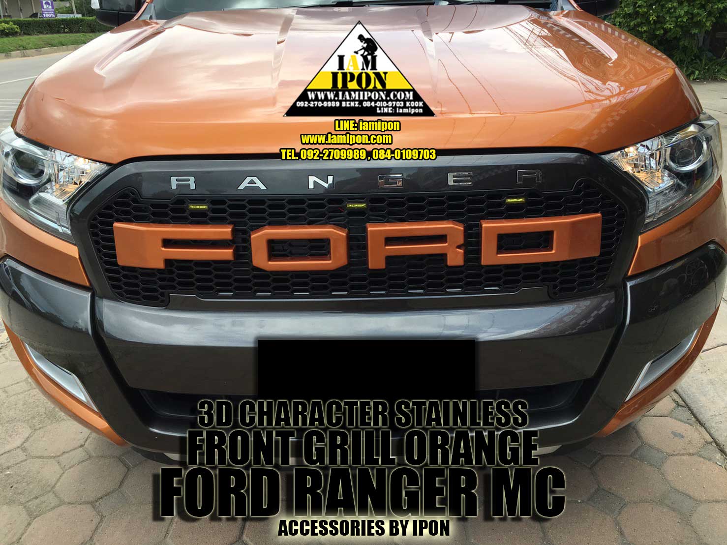 3D CHARACTER FRONT GRILL FORD RANGER MC STAINLESS ตัวหนังสือสเตนเลสติดกระจังหน้าฟอร์ดเรนเจอร์ MC