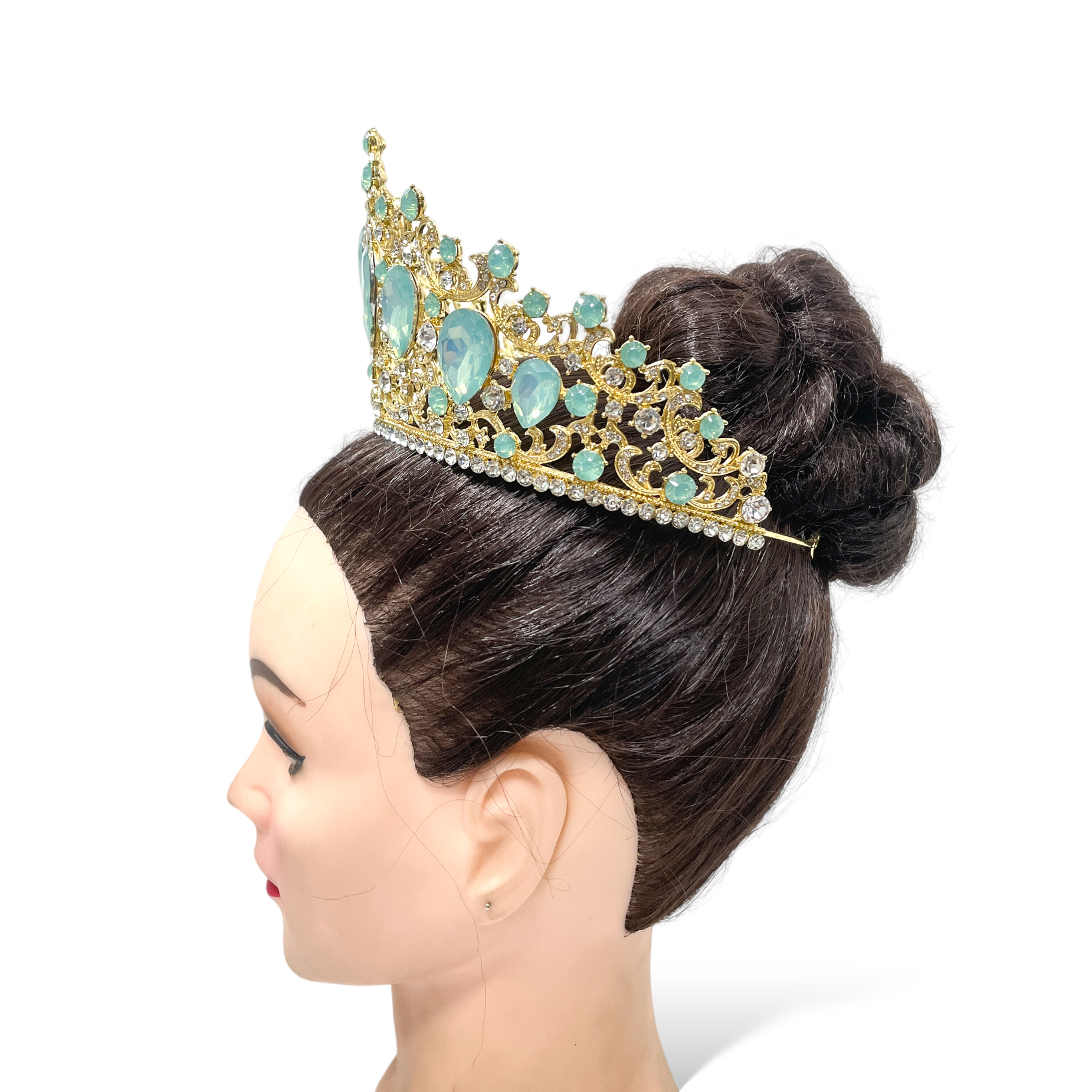 (พร้อมส่ง) เทียร่า 378 สีฟ้าพาสเทล งานสวย ปราณีต QCเพชรทุกเม็ด สินค้าพร้อมส่งจากไทย