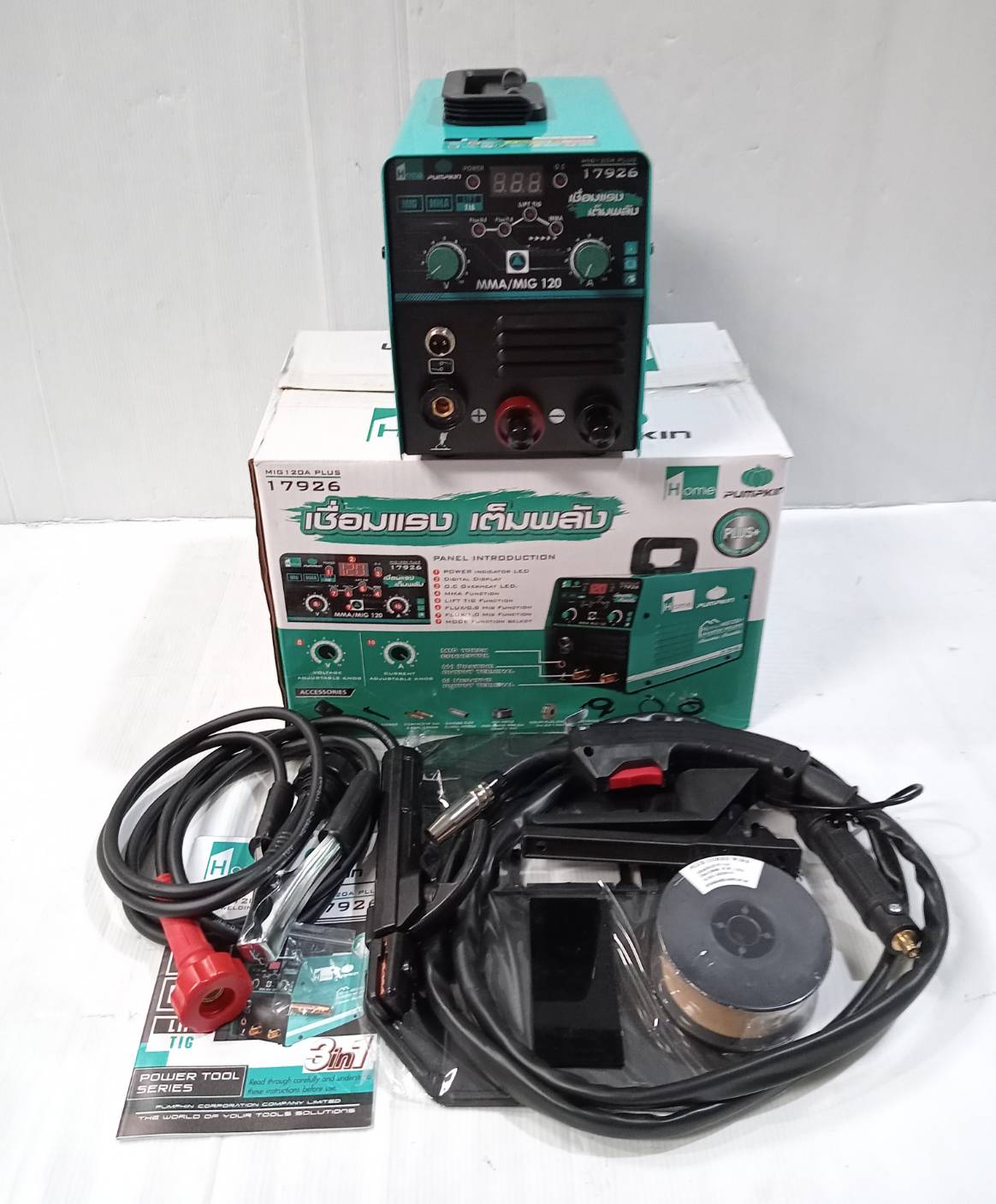 ตู้เชื่อม3ระบบ MIG/MMA/LIFT TIG รุ่น MIG120A PLUS PUMPKIN HOME 17926