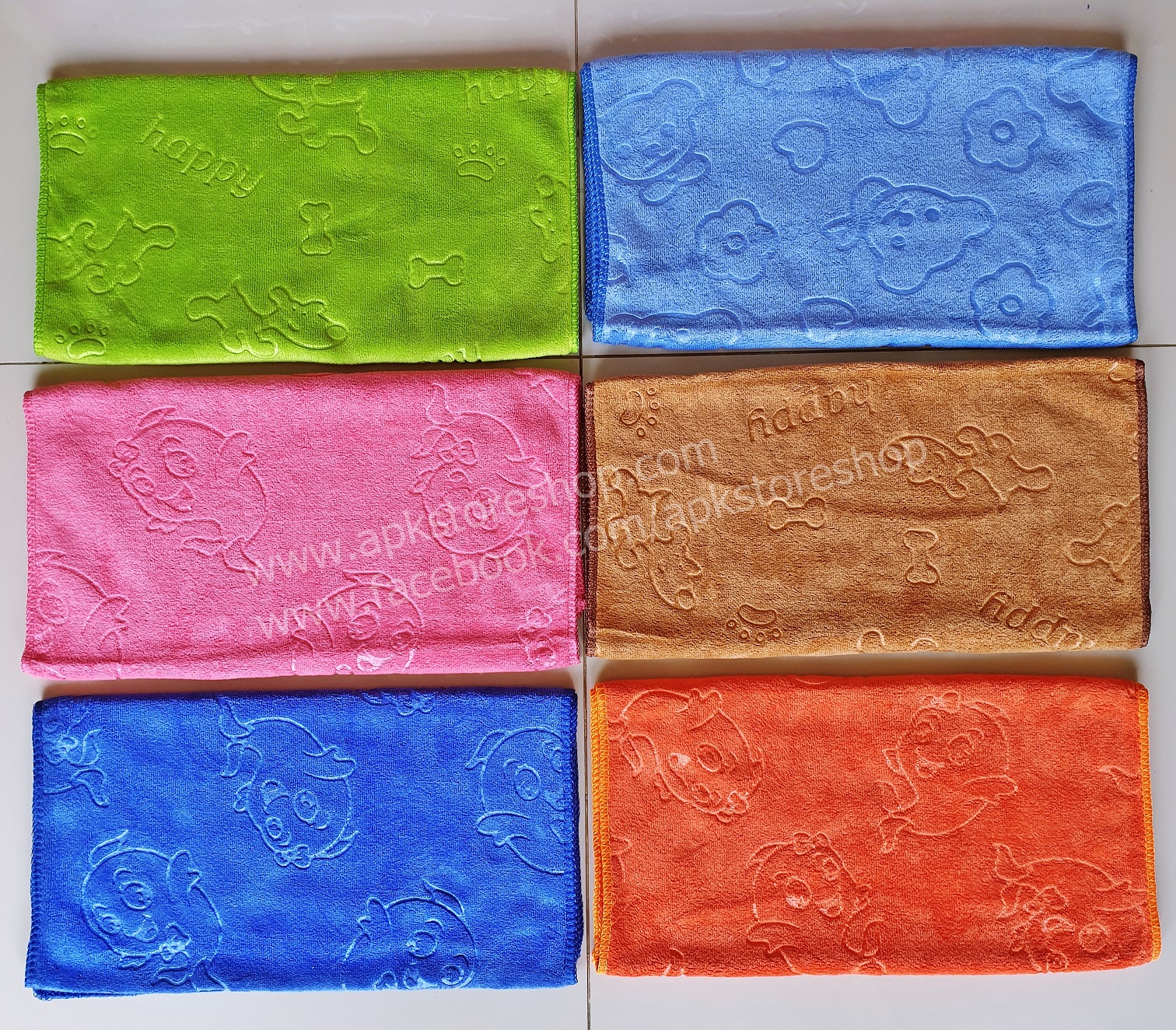 ขายส่ง ผ้าเช็ดผมนาโน สีพื้นอัดลาย (หนา-สีเข้ม) ส่ง 15 บาท