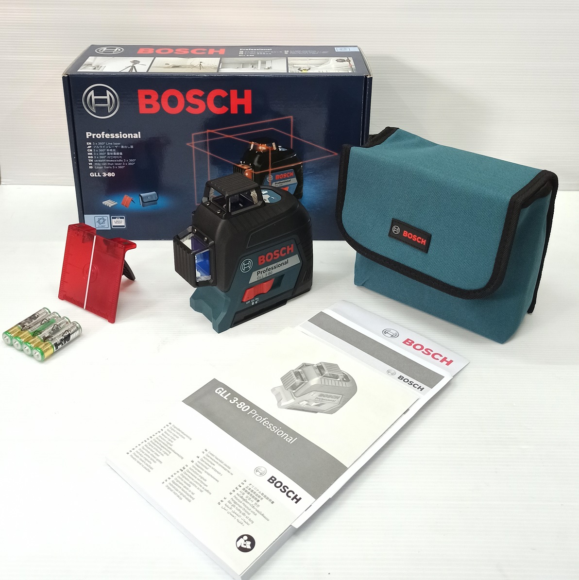 เลเซอร์ระดับ12เส้น แสงแดง GLL3-80 KIT BOSCH พร้อมขาตั้ง