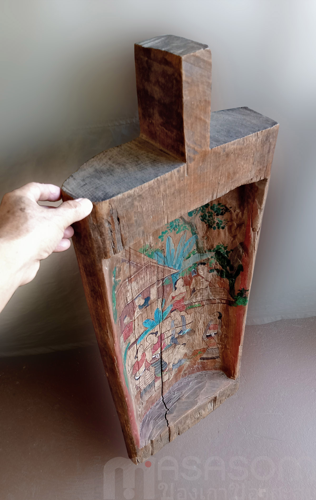 ถาดไม้สักเพ้นท์ลาย