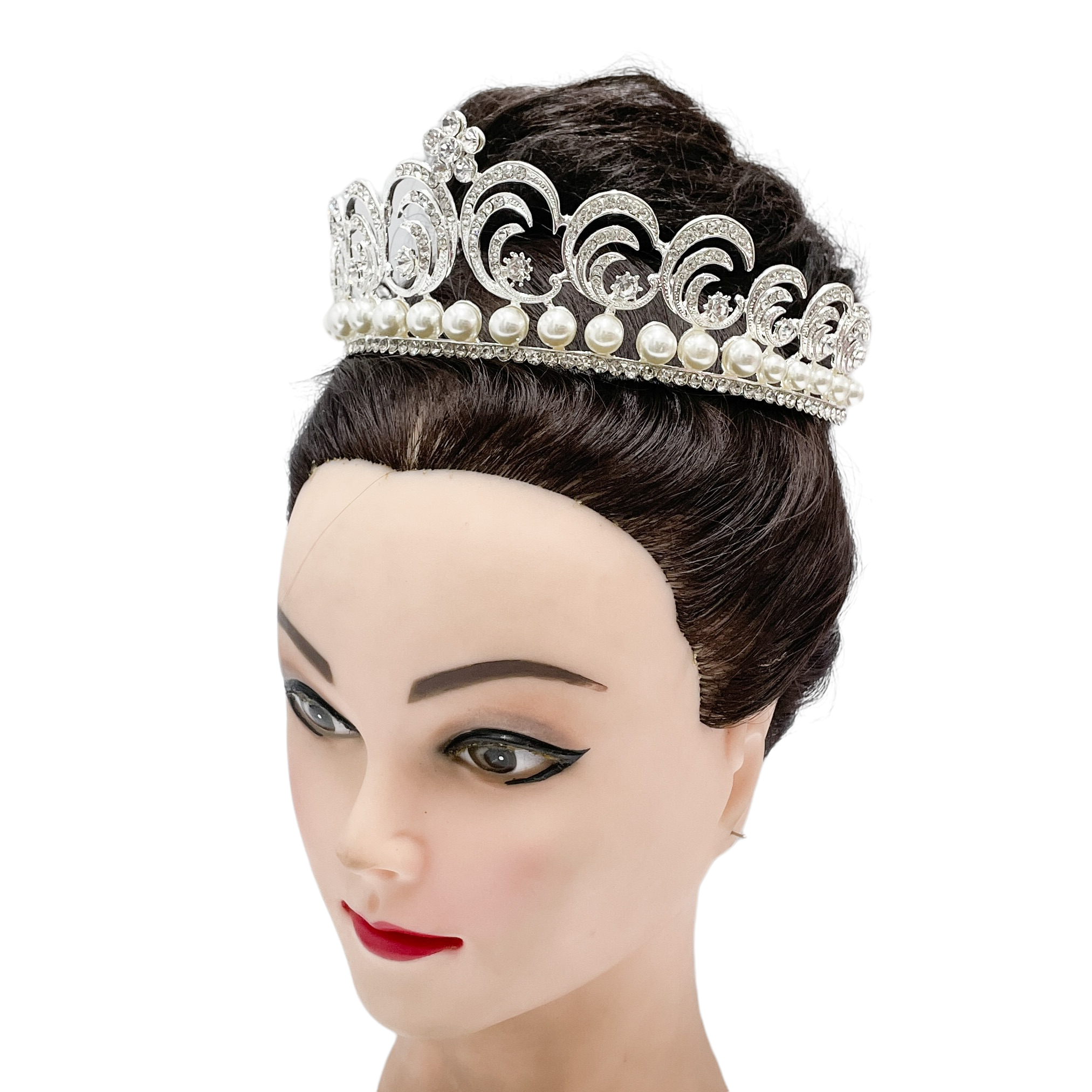 (พร้อมส่ง) เทียร่า 005 สีเงิน มงกุฎนางงาม มงกุฎเจ้าหญิง งานสวย ปราณีต QCเพชรทุกเม็ด สินค้าพร้อมส่งจากไทย