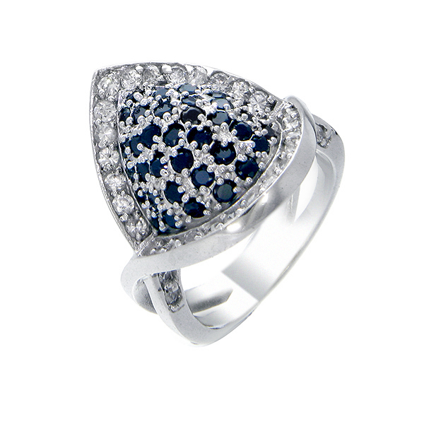 แหวนทองคำขาว ประดับเพชร CZ แหวนทรงนูน ช่วงบ่าฉลุโปร่ง งานเนี๊ยบ หรูหราดูดี เพชรแวววาวงามจับใจ ใส่ออกงานราตรี งานสังสรรค์ต่างๆ สะดุดตาประทับใจแก่ผู้พบเห็น