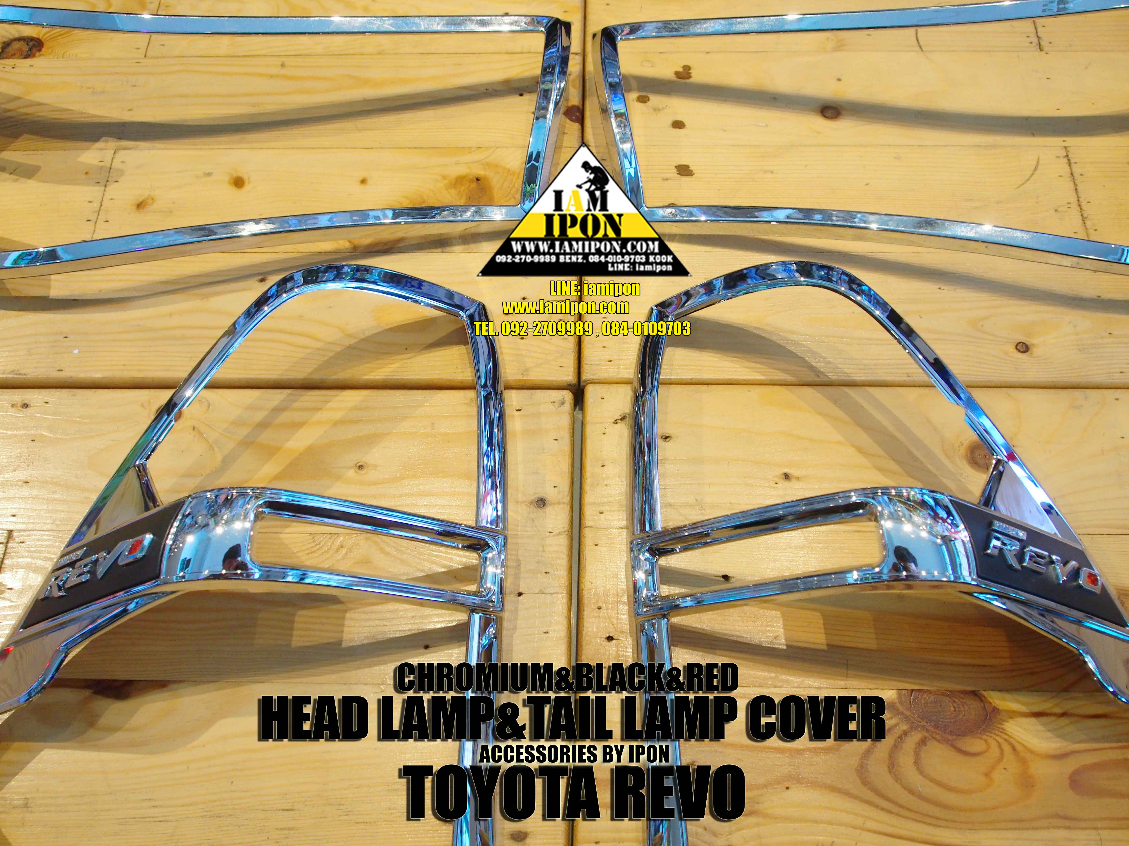 HEAD LAMP COVER TOYATA REVO CHROMIUM&BLACK&RED ครอบไฟหน้าโครเมียมดำแดงโตโยต้ารีโว้