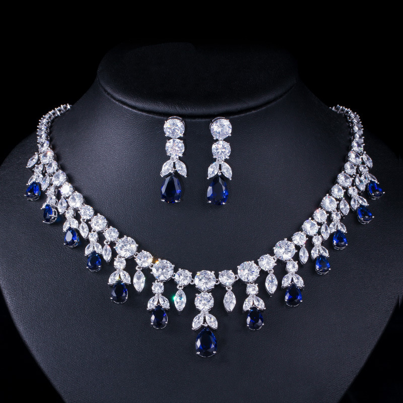 CZ016 สีน้ำเงิน เครื่องประดับเพชร CZ เกรดพรีเมี่ยม