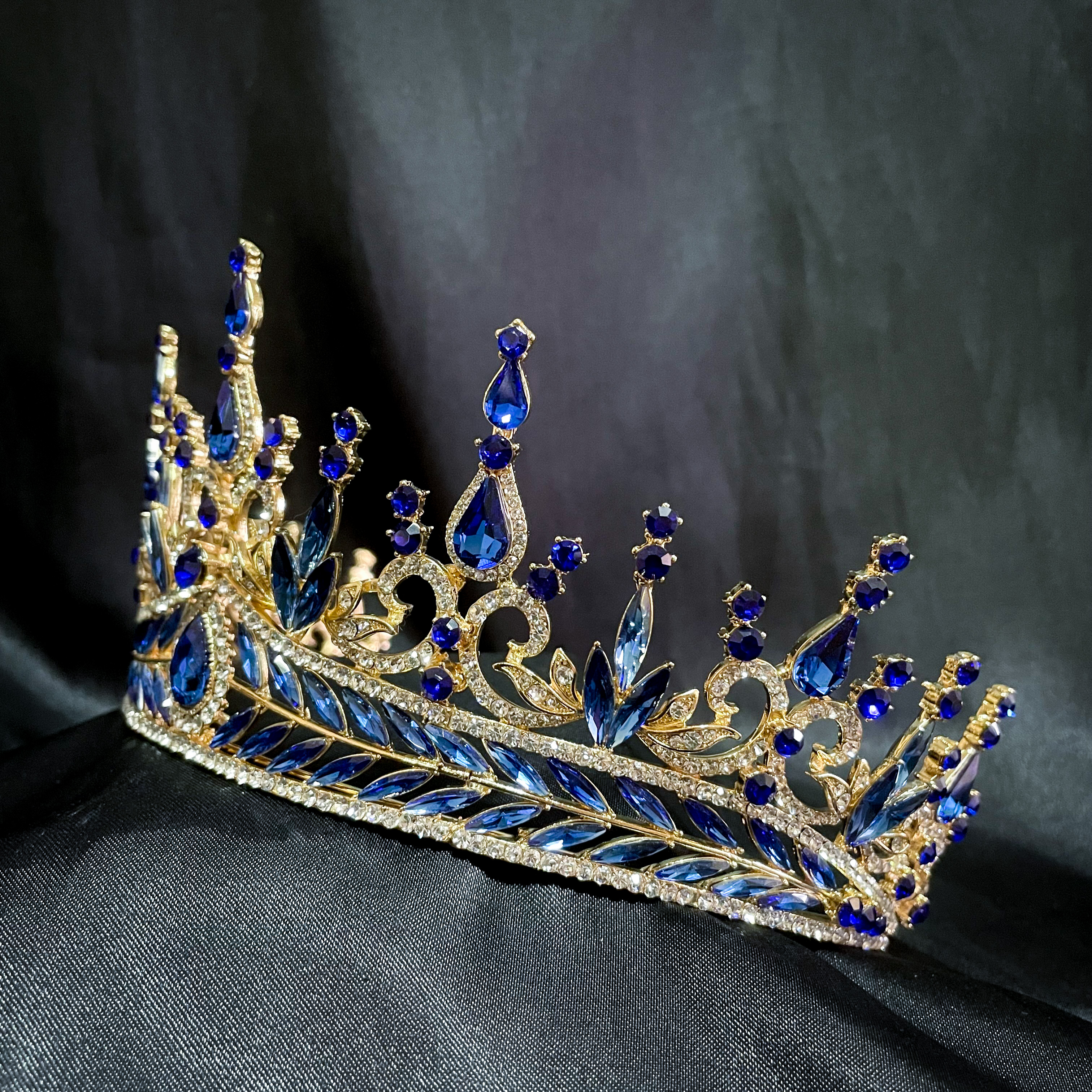 (พร้อมส่ง) เทียร่า 302 สีน้ำเงิน มงกุฎนางงาม งานสวย ปราณีต QCเพชรทุกเม็ด สินค้าพร้อมส่งจากไทย