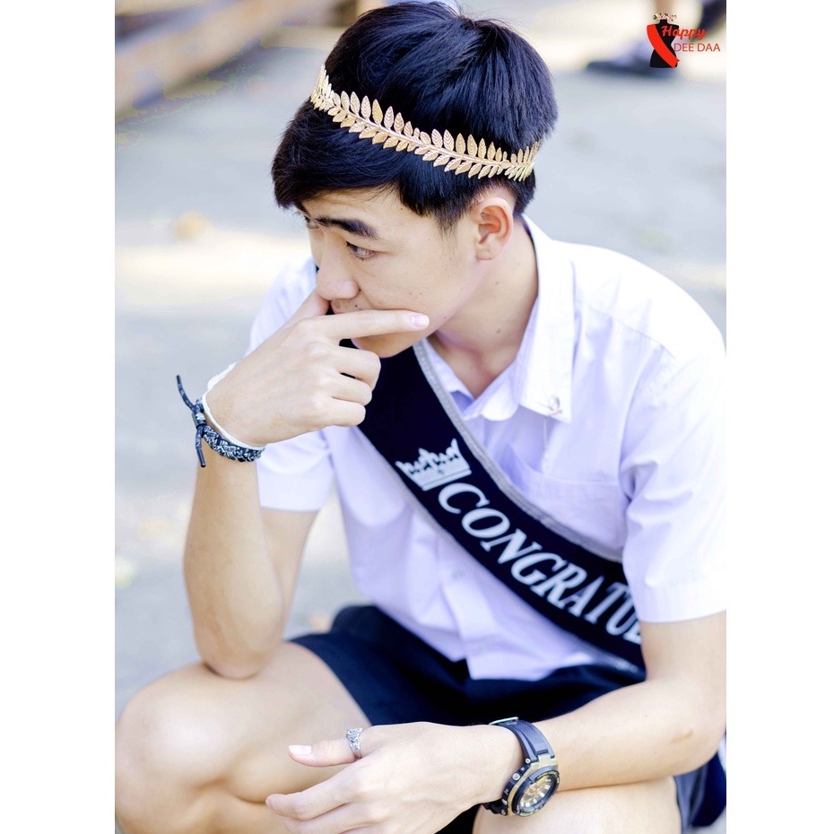 (พร้อมส่งจากไทย) สีทอง มงกุฎใบมะกอก มงกุฎวินเทจ มงกุฎเจ้าหญิงกรีก มงกุฎปัจฉิม วัสดุอลูมิเนียมอย่างดี ทนทาน น้ำหนักเบา ใส่ได้ทั้งชายและหญิง ร้านค้าไทย คุยง่าย จัดส่งเร็ว