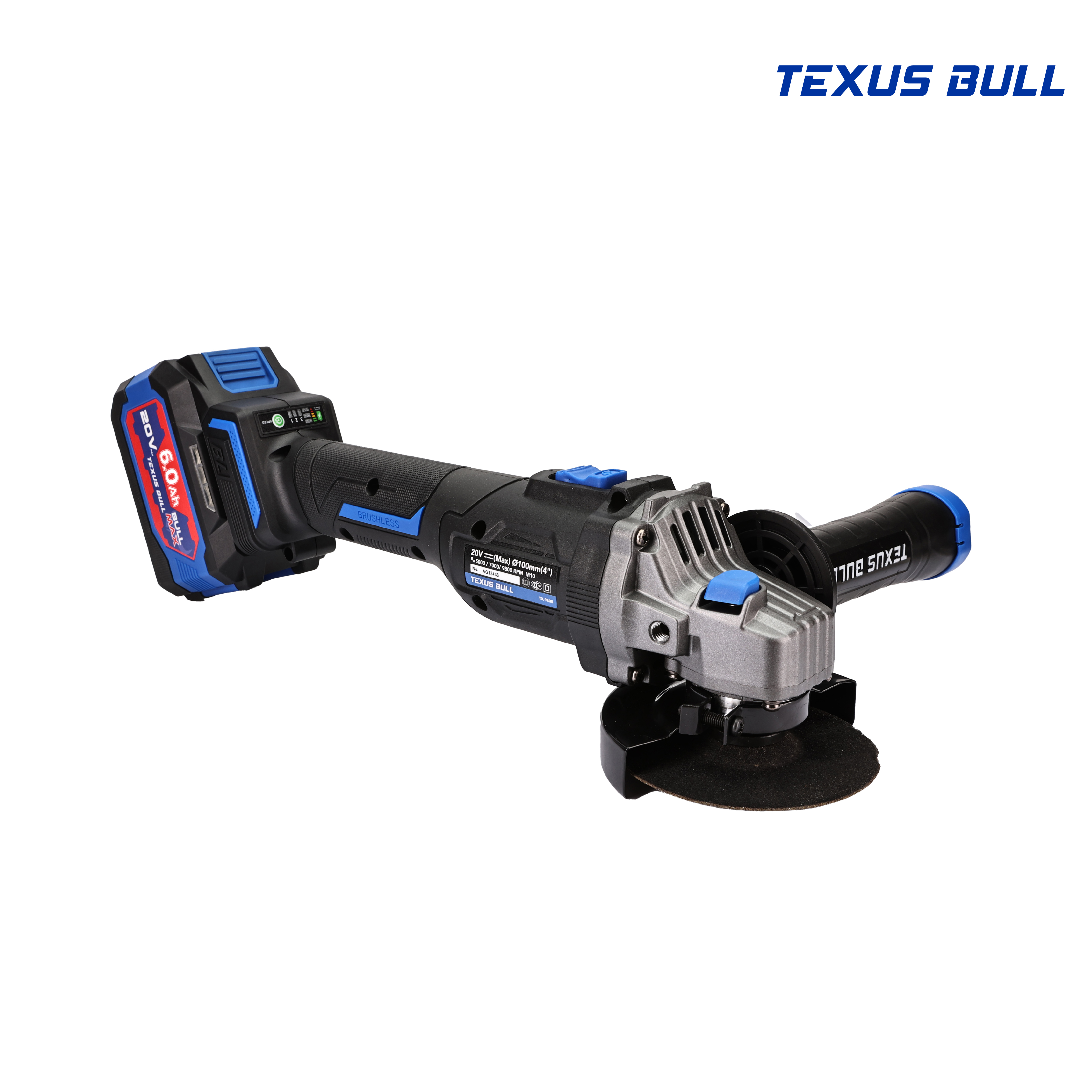 TEXUS BULL เครื่องเจียรมือไร้สาย 4นิ้ว 20V TX-9811 (ครบชุดพร้อมแบต 6.0 Ah)