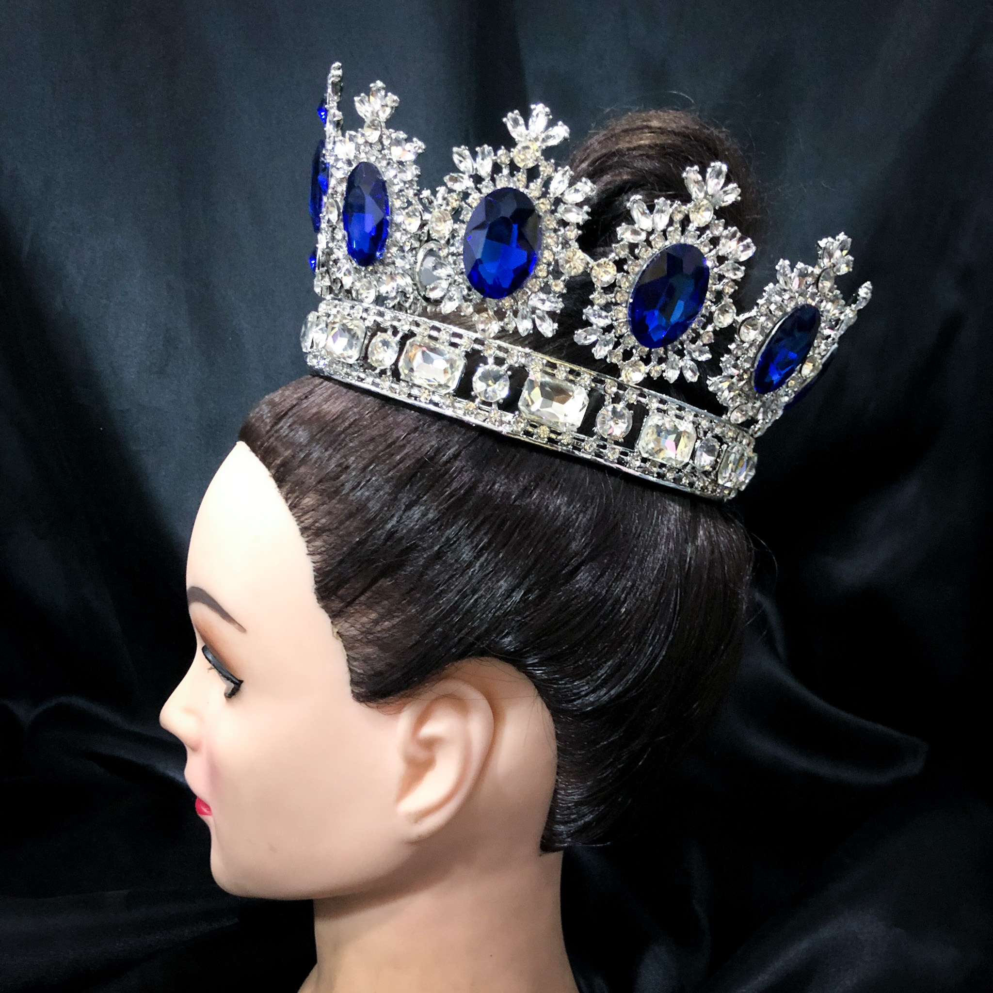 (พร้อมส่ง) มงกุฏ 071 สีน้ำเงิน มงกุฎนางงาม เพชรใหญ่ งานละเอียด QC ทุกเม็ด