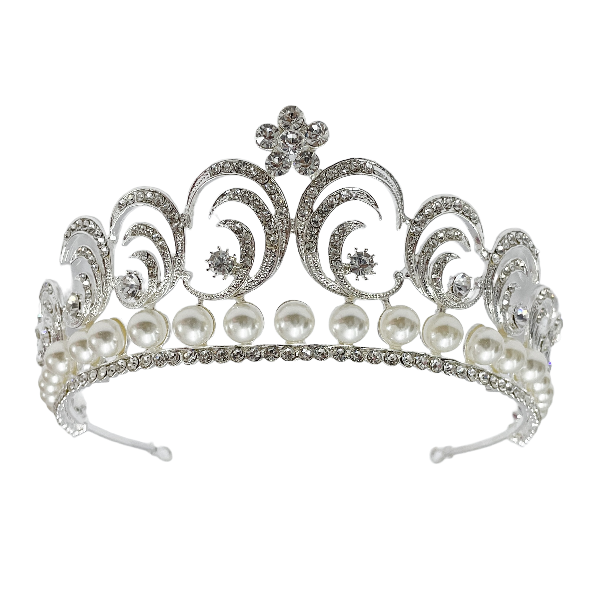 (พร้อมส่ง) เทียร่า 005 สีเงิน มงกุฎนางงาม มงกุฎเจ้าหญิง งานสวย ปราณีต QCเพชรทุกเม็ด สินค้าพร้อมส่งจากไทย