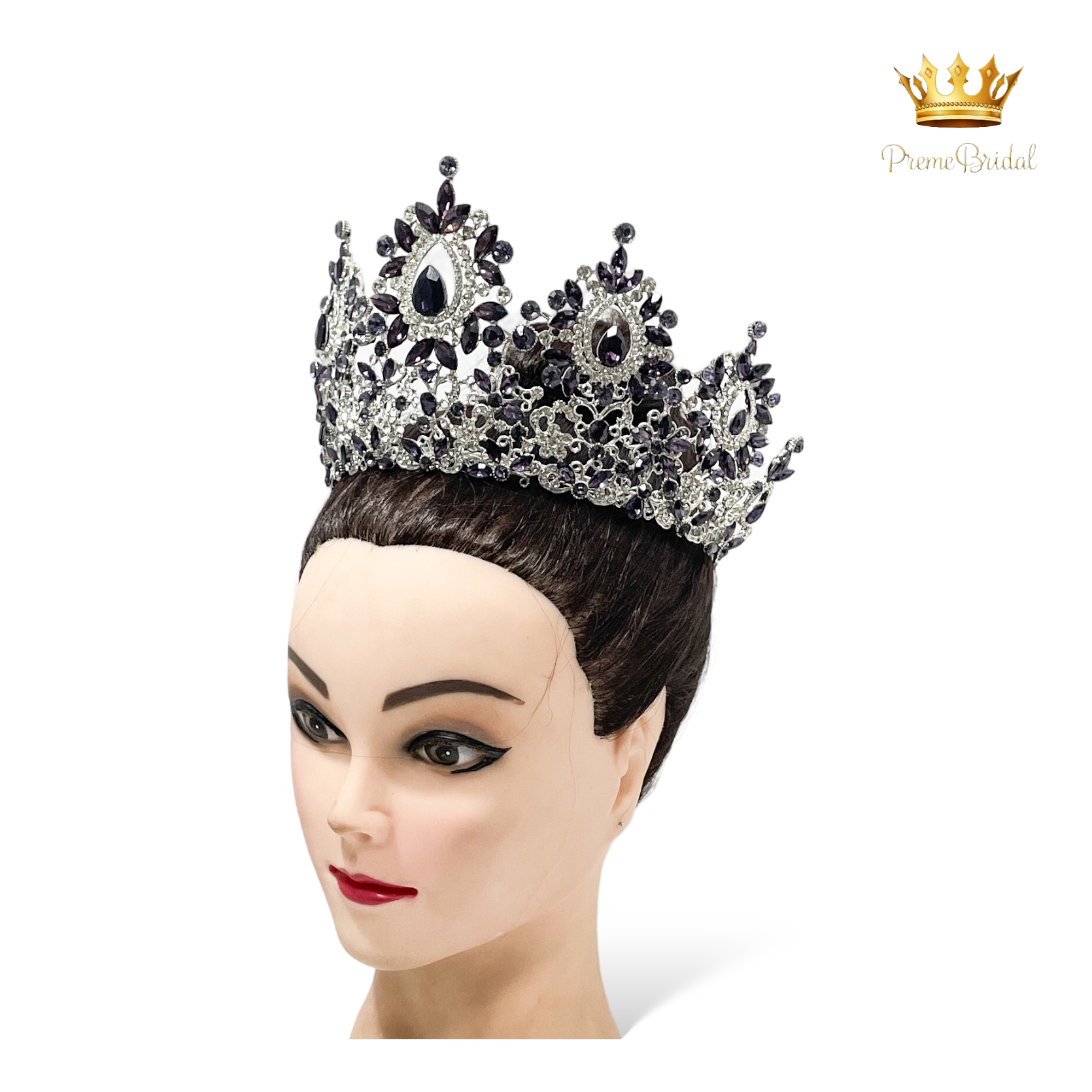 (พร้อมส่งจากไทย) มงกุฏ 122 สีม่วง งานสวย งานนางงาม รุ่นฐานกลม ปรับขนาดได้ ส่งด่วน ส่งจาก จ.อุบลราชธานี