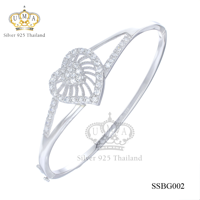 กำไลเงินแท้925ประดับเพรชแท้สวิส เกรดดี น้ำใส