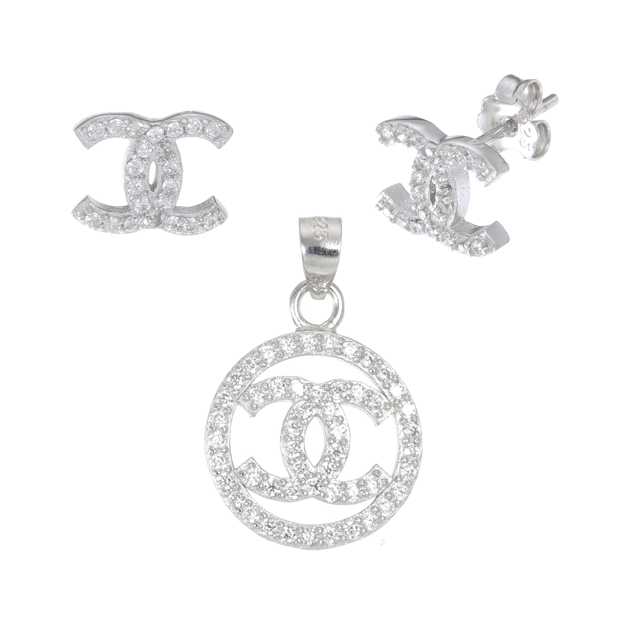 ต่างหูพร้อมจี้ ( เงิน ) = Earring with Pendant ( Silver )