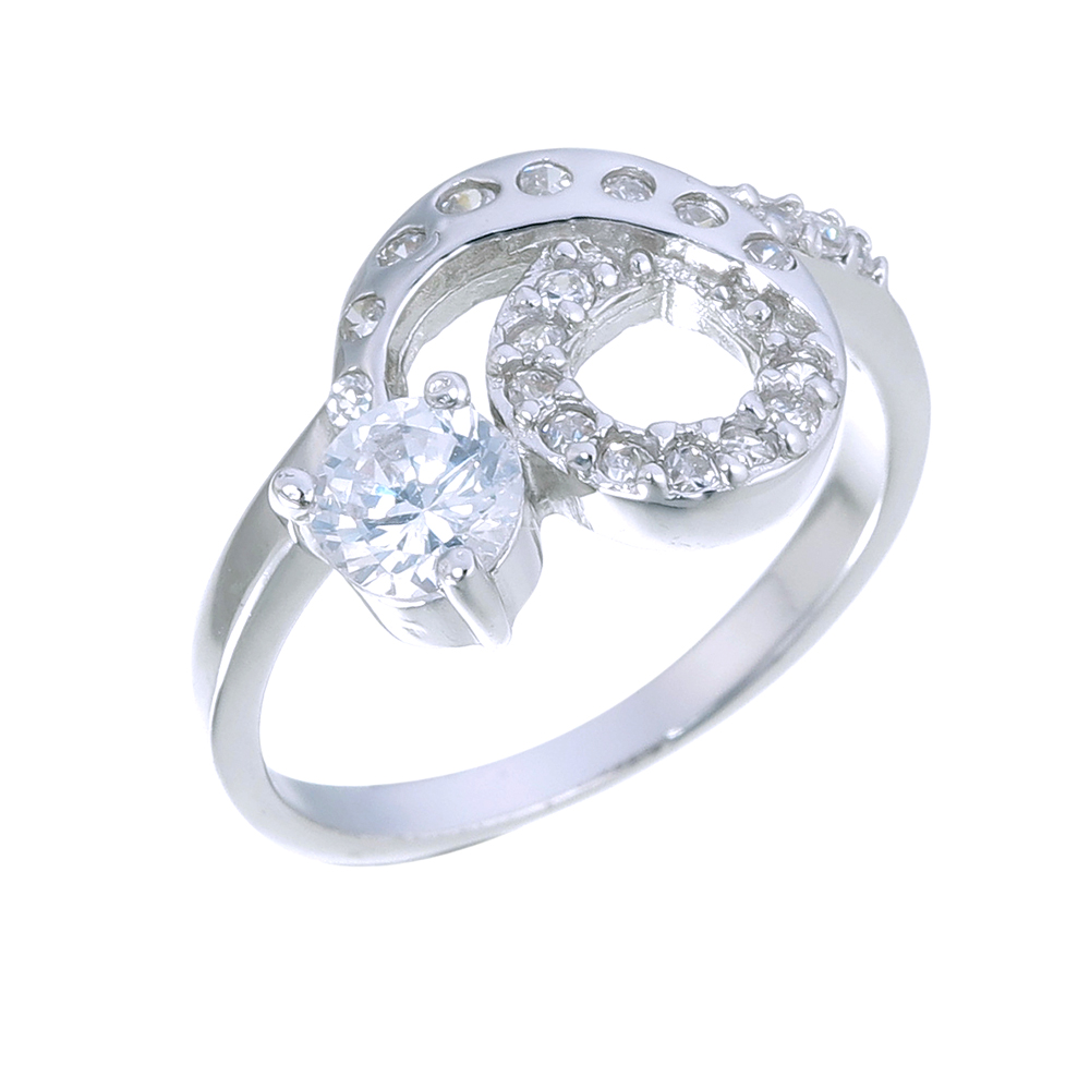 แหวนเงินแท้ ประดับ เพชรCZ แหวนเพชรทรงกลม ดีไซน์เก๋สวยหรู เปล่งประกายเจิดจรัส แวววับงามจับใจ